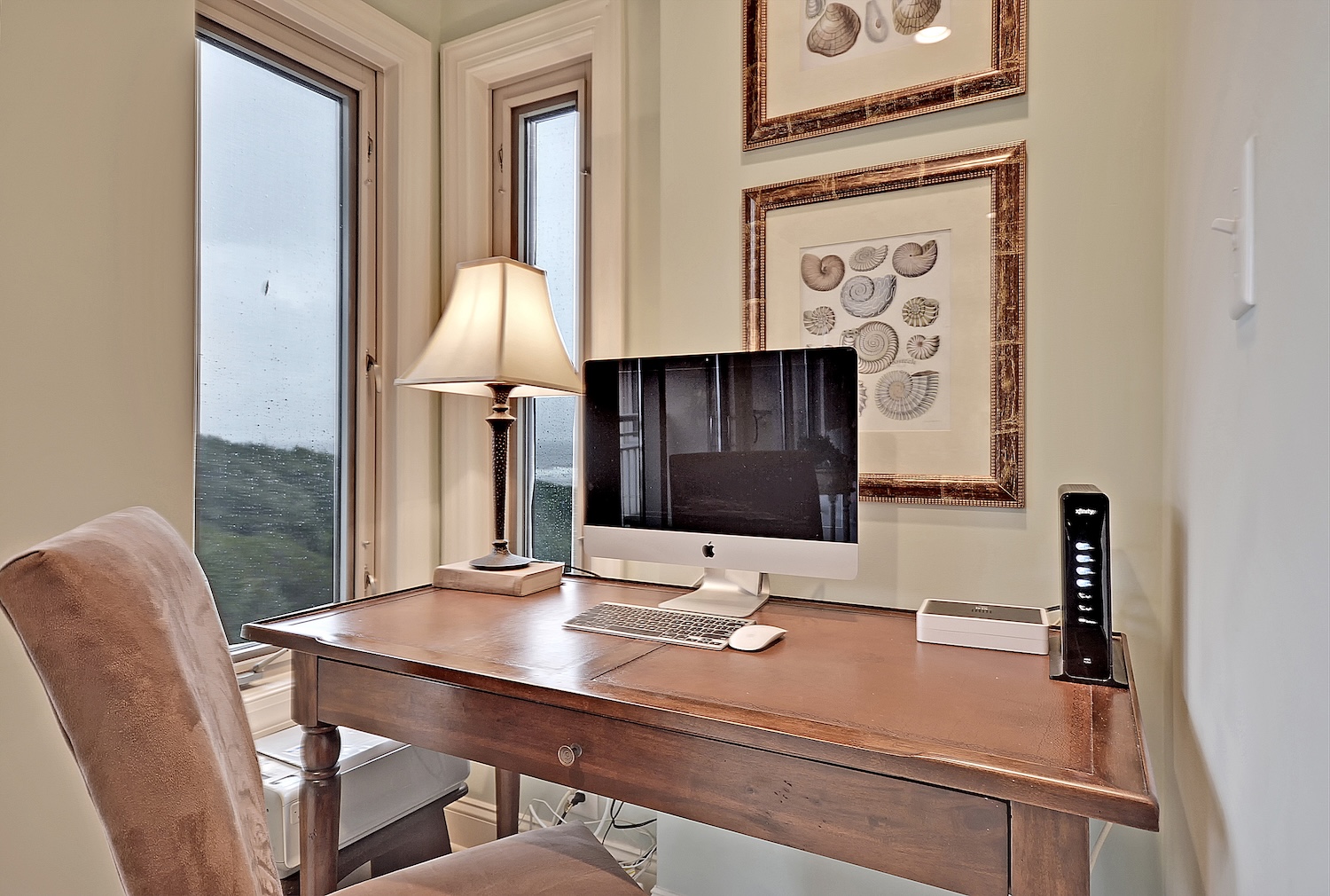 Work from home desk with monitor