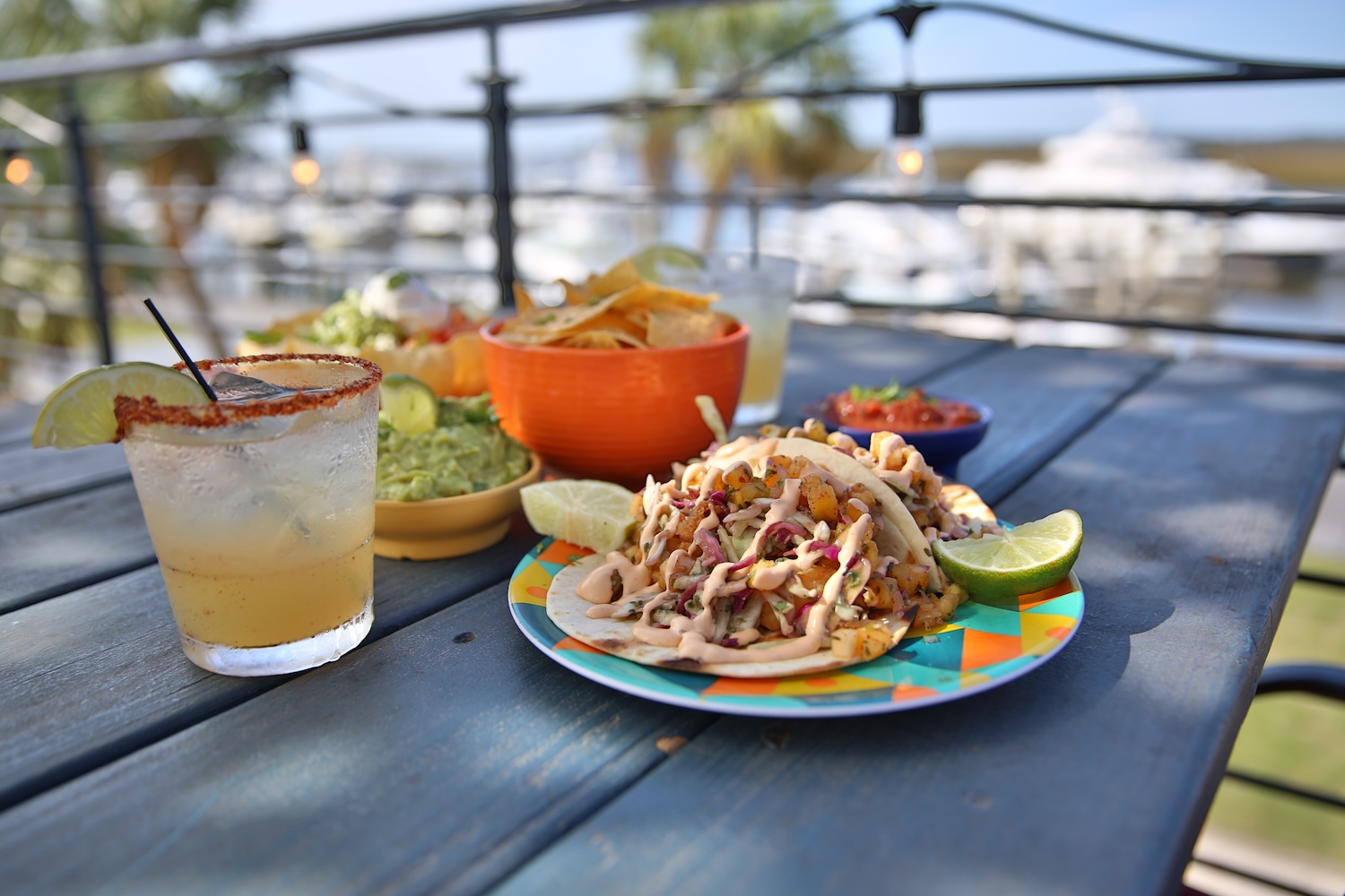 tacos outside on table