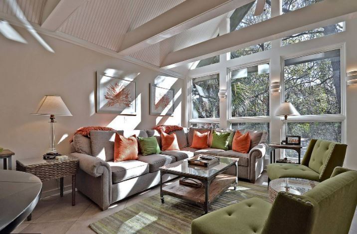A living room in a Kiawah Island vacation rental A living room in a Kiawah Island vacation rental